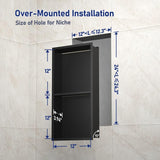 Bernkot Led Shower Niche with RGB Light 24" X 12" Matte Black 304 Stainless Steel Shower Niche with 2-Tiers Shelves Waterproof No Tile Needed Recessed Niches Shower for Bathroom Storage Bernkot