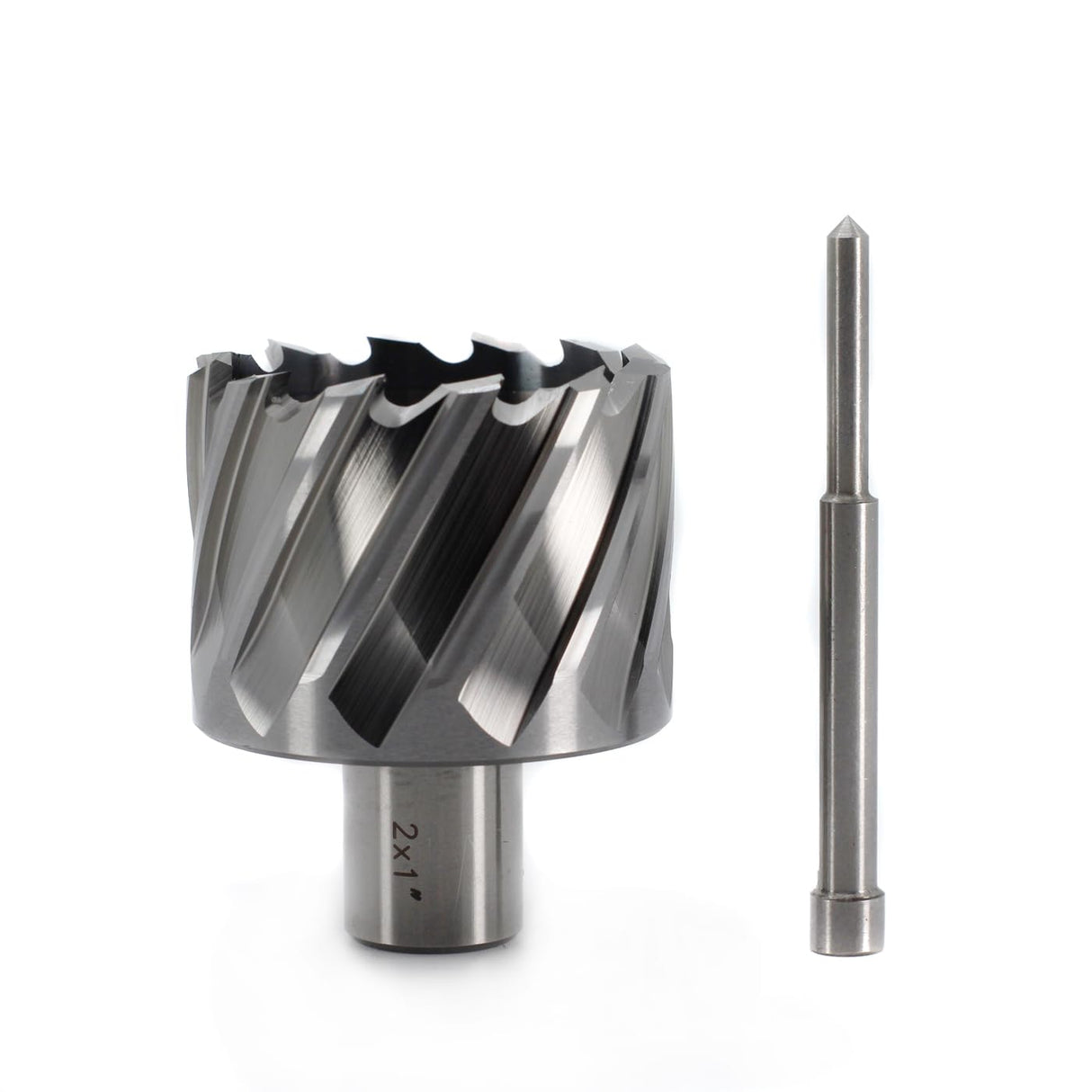 OSCARBIDE Annular Cutter 2 inch Cutting Diameter,1 inch Depth of Cut,3/4 inch Weldon Shank 2 Flat Mag Drill Bit with Pilot Pin for Magnetic Drill Press,1 Piece OSCARBIDE