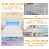Weehom Twin Bed Frames with Headboard, Metal Bed Frame with 2-Tier Shelves Storage, Modern Twin Platform Bed with Charging Station & LED Lights - No Box Spring Needed, White Weehom