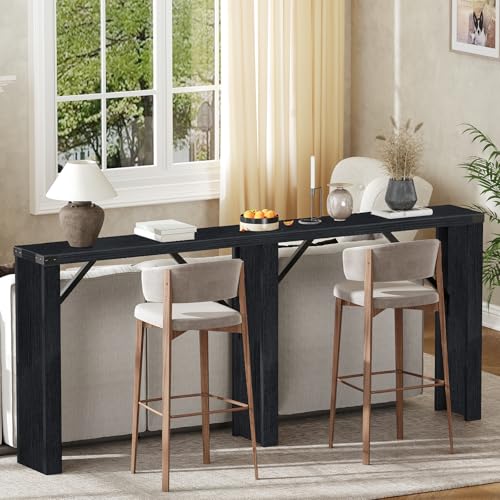 YATINEY Console Table, 63" Long Behind Couch Sofa Table, Entryway Table, Farmhouse Console Table for Narrow Spaces, Hallway, Living Room, Black CT30BB YATINEY