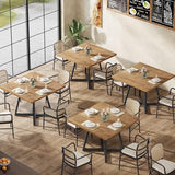 Tribesigns Square Dining Table Set of 6, 31.5" Farmhouse Dinner Table with Metal Base, Wood Kitchen Table for Dining Room, Small Space, Apartment, Rustic Brown & Black Tribesigns