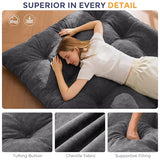 MAXYOYO Japanese Floor Mattress Full Size, 6" Foldable Futon Mattress Tufted Roll Up Floor Bed, Thick Polyester Tatami Mat Sleeping Pad for Camping Guest Room Dormitory Bedroom RV, Dark Grey MAXYOYO