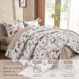 7 Piece Queen Comforter Set, Dusty Pink Butterfly Floral Comforter Set with Flowers Leaves Pattern, Soft Microfiber Complete Bedding Set for All Season(Dusty Pink, Queen) LLDSYW