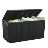 Keter Marvel Plus 71 Gallon Resin Deck Box-Organization and Storage for Patio Furniture Outdoor Cushions, Throw Pillows, Garden Tools and Pool Toys, Dark Grey Keter