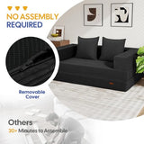 COMAX Futon Sofa Bed, 4‑in‑1 Convertible Sofa Bed, Folding Boneless Couches for Living Room, Fold Out Small Foldable Loveseat Floor Sleeper Comfy Mattress Lounge Space‑Saving, Black COMAX