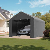 GOJOOASIS 10x20 Carport Heavy Duty Portable Garage Shelter Metal Car Canopy Tent with UV-Resistant & Weatherproof Top Cover for RV & Vehicles (Gray, 10x20 with sidewalls) GOJOOASIS