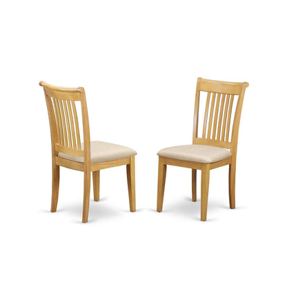 East West Furniture Portland Dining Linen Fabric Upholstered Solid Wood Chairs, Set of 2, Oak - WoodArtSupply