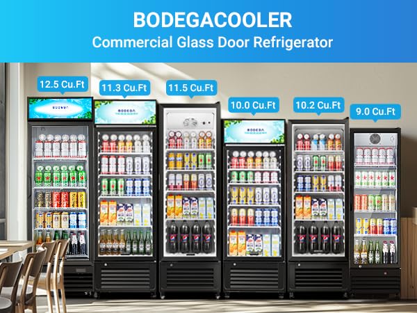 BODEGACOOLER Beverage Refrigerator and Cooler, 10.2 Cu.Ft Commercial Beverage Refrigerator, Commercial Merchandiser Refrigerator For Drinks, Commercial Display Refrigerator with Glass Door Fridge. BODEGA