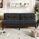 Vongrasig Futon Sofa Bed Velvet Futon Couch with Adjustable Backrest, Small Convertible Folding Sleeper Sofa Bed, Modern Loveseat for Living Room, Bedroom and Small Space, Black Vongrasig