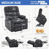 Tami Tami Dual Motor Power Lift Chair Recliner for Elderly with Massage and Heat, Infinite Position Electric Lift Recliner with Adjustable Headrest, USB (T6015 - Plush Fabric, Dark Gray, Medium)