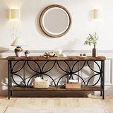 Tribesigns 70.9-Inch Narrow Sofa Table, Industrial Long Sofa Table Behind Couch, Entry Console Table with Storage for Entryway, Living Room, Foyer, Unique Design, Rustic Brown Tribesigns