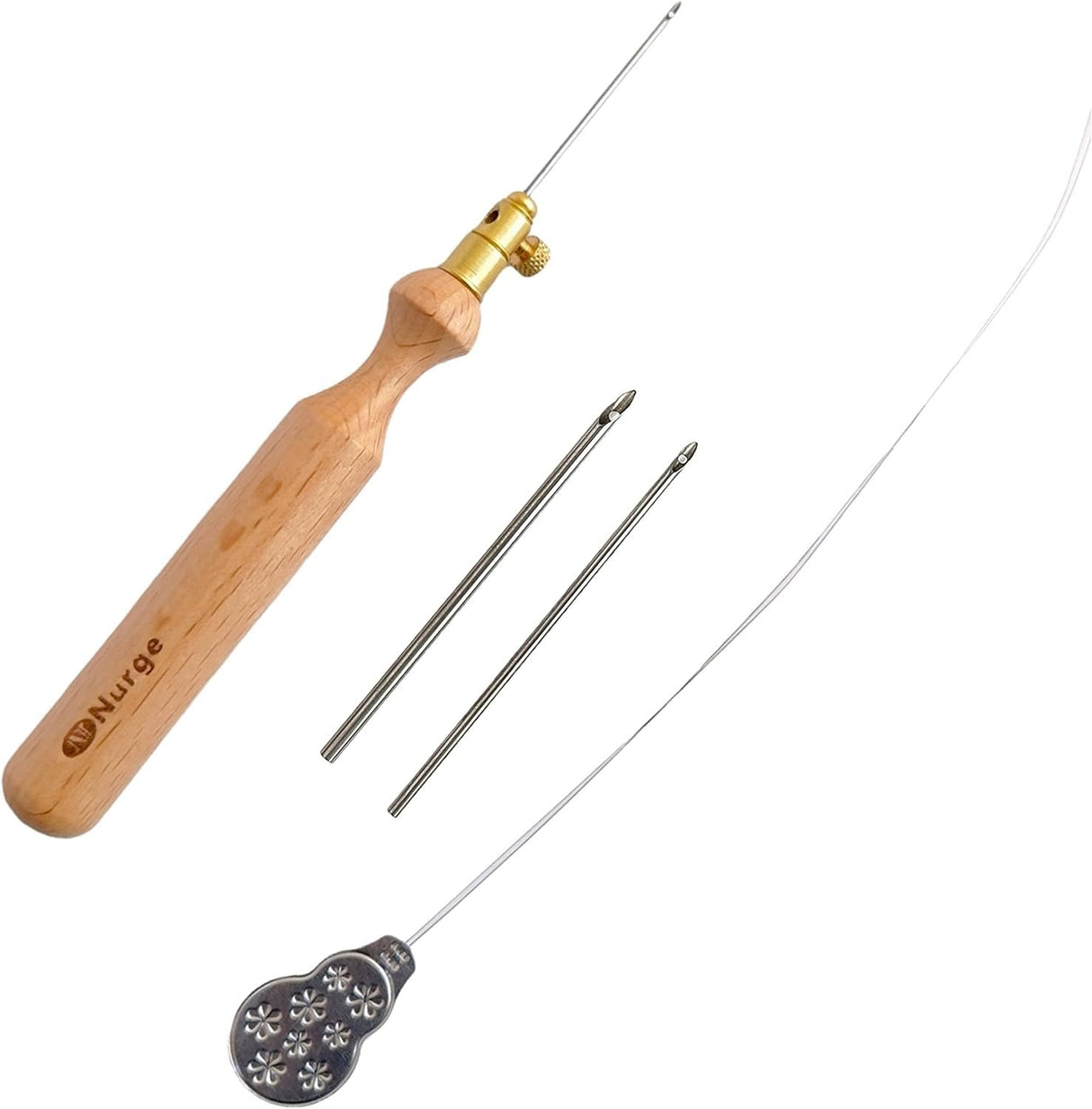 Nurge Premium Quality Punch Needle Kit, 1.2 mm - 1.6 mm - 2.2 mm Metal Tubes and Wooden Handle Punch Needle Kits for Adult Beginner, Embroidery Weaving Tools for Thread Nurge