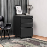 STANI 3 Drawer Mobile File Cabinet with Lock Under Desk Metal Filing Cabinet Locking Office Mobile Cabinet with Wheels Under Desk Office Drawers Rolling Mobile File Cabinet Assembly Required Black STANI