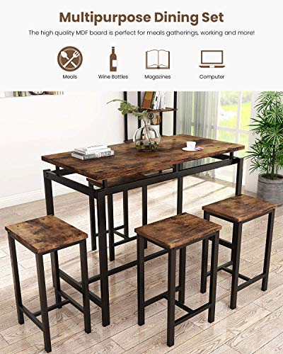 Recaceik 5-Piece Modern Wood Dining Table Set for Small Spaces - Perfect for Kitchen, Breakfast Nook, and Living Room - WoodArtSupply