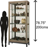 Howard Miller Hurwicz Curio Cabinet II, Lockable Storage Cabinets for Collectibles, Decorative Items, Living Room, Home Decor Or Office with Grey Finish, Light Glass Shelves Floor Mount Howard Miller