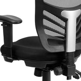 Flash Furniture Nicholas Mid-Back Swivel Desk Chair with Wheels, Mesh Back, Padded Seat, and Armrests, Adjustable Height Mesh Ergonomic Office Chair, Black Flash Furniture