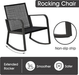 Temminkii Bistro 3 Piece Patio Furniture Set, Patio Table and Rattan Outdoor Rocking Chairs Set of 2, Outdoor Bistro Conversation Set for, Garden, Balcony, Poolside, Backyard, Beige Temminkii