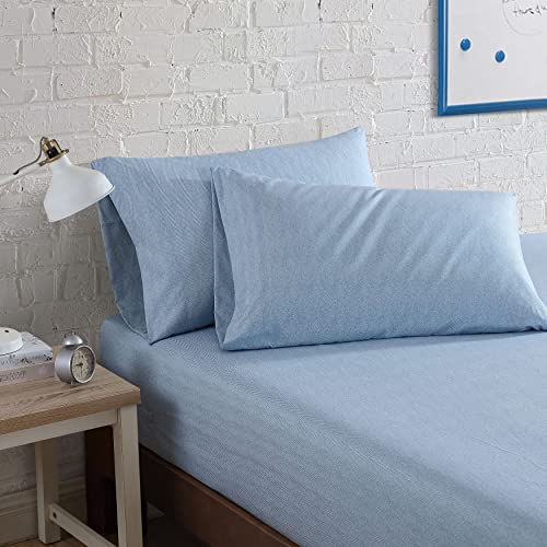 Nautica - Twin/Twin XL Bed Sheets, Cotton Percale Bedding Set with Matching Pillowcase, Crisp & Cool, Fully Elasticized, Dorm Essentials (Herringbone Coastal Blue) Nautica