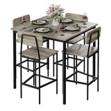 TJYGO Dining Table Set for 4, 5 Piece Kitchen Table with Chairs, Sturdy Industrial Space Saving Dinette Set for Pub, Family Dinners, Apartment, Gray TJYGO