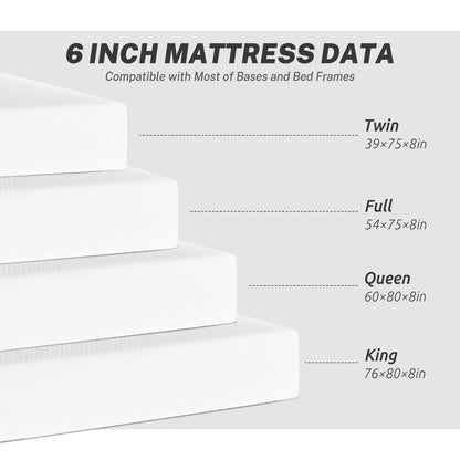 Dopinmin King Mattress, 6 Inch Gel Infused Memory Foam Mattress Medium-Firm Mattress for Pressure Relief & Cooling Sleep, CertiPUR-US Certified, Bed in a Box