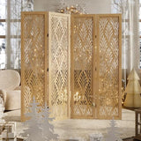 5.6Ft Room Divider Folding Wood Simple Carved Partition Screen for Home Office Garden - 4 Panels (Natural) Svimi