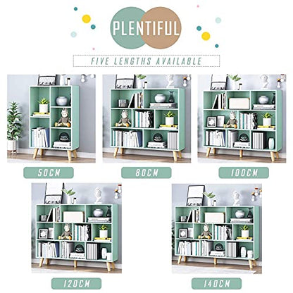 IOTXY Tiffany Green 3-Tier Wooden Bookcase with Open Shelves and Legs - WoodArtSupply