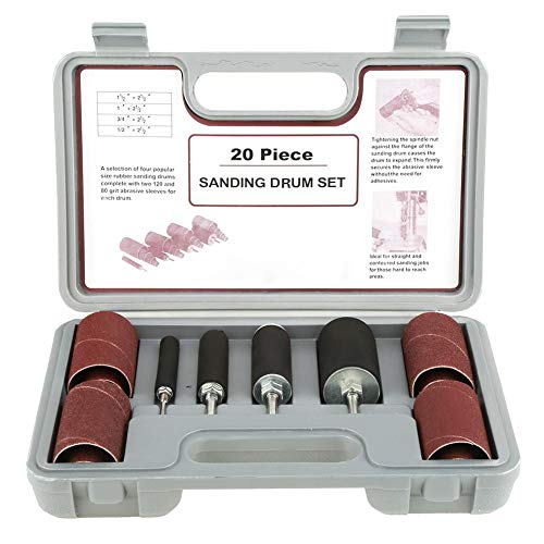 Rubber Drum Kit, 20pcs Spindle Sanding Drum Sander Tool Set with Case for Drill Press, for Home Improvement/Carpentry Hobbies/DIY/Carpentry/Wood Bindpo