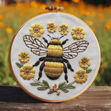 Huacan Embroidery Kit for Beginners Adults Includes Stamped Bee Pattern, Hoop, Color Threads,Tools,Easy to Follow Instruction
