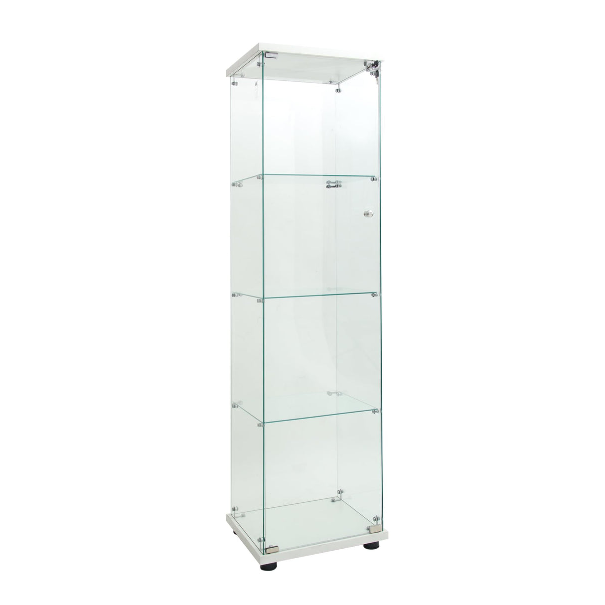 Fulocseny 4-Shelf Glass Display Cabinet White Display Case with LED Light and Glass Door Modern Curio Collection Cabinet, Floor Standing Bookshelf for Living Room Office（White 64.7"x16.7"x14.3"） Fulocseny