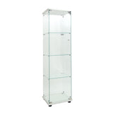Fulocseny 4-Shelf Glass Display Cabinet White Display Case with LED Light and Glass Door Modern Curio Collection Cabinet, Floor Standing Bookshelf for Living Room Office（White 64.7"x16.7"x14.3"） Fulocseny