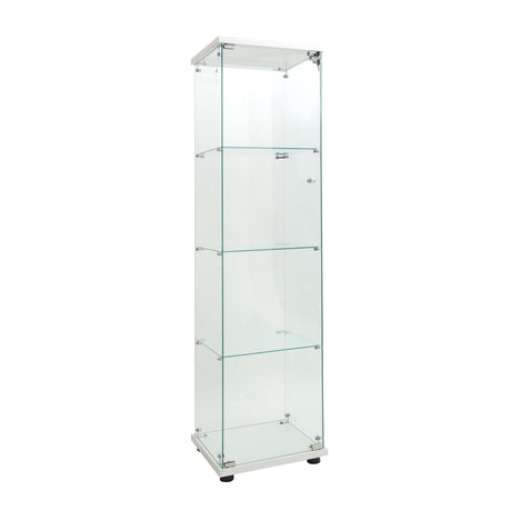 Fulocseny 4-Shelf Glass Display Cabinet White Display Case with LED Light and Glass Door Modern Curio Collection Cabinet, Floor Standing Bookshelf for Living Room Office（White 64.7"x16.7"x14.3"） Fulocseny