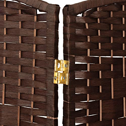 Red Lantern 3 ft. Short Fiber Weave Folding Screen - Dark Mocha - 4 Panels Red Lantern