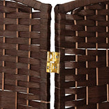 Red Lantern 3 ft. Short Fiber Weave Folding Screen - Dark Mocha - 4 Panels Red Lantern