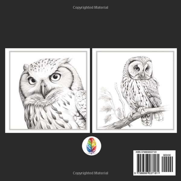 Beautiful Owls: Grayscale Coloring Book with 40 Stunning Images of Realistic Owls Majosta