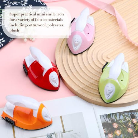 Zhehao 4 Pcs Mini Craft Iron Small Heat Press 3.39 x 2.36 x 2.56 Portable Heat Transfer Machine with Charging Base Accessories DIY Clothe Bead Patch Bag Hat Vinyl(Light Pink, Red, Green, Orange) Zhehao