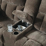 Signature Design by Ashley Frohn Modern Manual Double Reclining Loveseat with Console, Storage and Cup Holders, Dark Brown Signature Design by Ashley