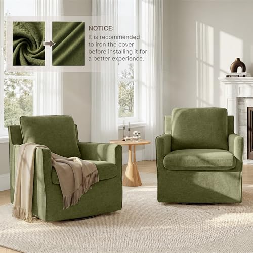 KISLOT Swivel Accent Chair Rocking Recliner 360 Degree Swivel Armchair Machine-Washable Cover for Nursery Living Room Bedroom