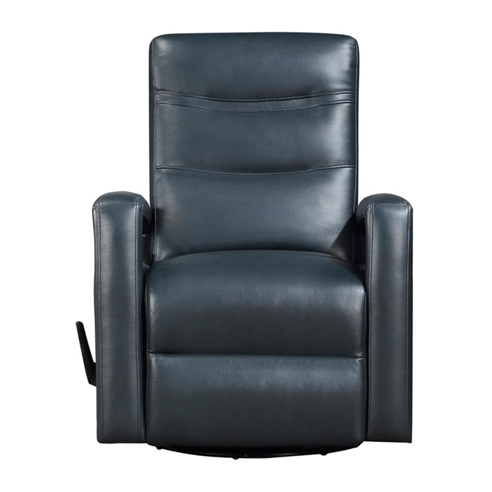 Lexicon Camden Faux Leather Swivel Glider Reclining Chair in Navy Blue Lexicon