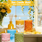 MEMOVAN Bee Candle Molds 2PCS Bee Cylinder Silicone Soap Mold Honeycomb Flower Mold Beeswax Candle Mould for Resin Epoxy Soap Casting Clay Wax Plaster Ornament Mould DIY Craft Home Decor