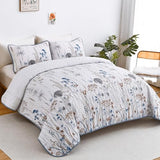Dobuyly Blue Quilt California King Size Floral Botanical King Quilt Bedding Set 3 Pieces Soft Lightweight Microfiber Flower Bedspread Coverlet Set for All Season, 112"x96" Dobuyly