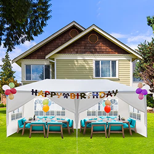 10' x 20' Party Tent,Wedding Tent with 6 Removable Sidewalls, Patio Canopy Tent, Outdoor Patio Gazebo with Spiral Tubes for Party,Wedding,BBQ, Waterproof (White, 10' x 20'-6 Removable Sidewalls) CIPACHO
