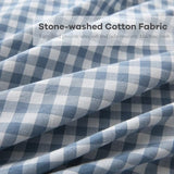 K MASANIJI Dust Blue White Plaid Ruffle Sheets Twin Size 4-Piece Set, 300TC 100% Yarn Dyed Cotton Sheets18 in Deep Pocket Preppy Gingham Sheets Decorative Bedding (Dust Blue/White Plaid, Twin) K MASANIJI