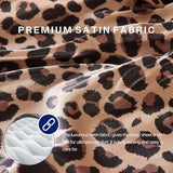 MR&HM Satin Fitted Sheet Full Size, Silky Bottom Sheet with Elastic Corner Straps, Deep Pocket up to 15 Inch, No More Slipping Off for Mattress - 1 Fitted Sheet Only (Brown Leopard) MR&HM