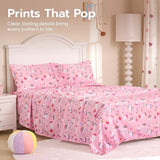 Joiedomi Kids Full Sheet Set Unicorn - 4 Piece Soft Microfiber Bed Sheets - Deep Pocket Wrinkle Free, Cozy Toddler Bedding Set, Fade Resistant Breathable for Boys Girls Teens Joiedomi