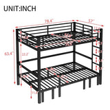 Bellemave Full Over Full Futon bunk Bed, Lower bunk can be Pulled Out in Three Sections, Loft Bed with Sofa for Teens, Adults, Bedroom, Black Bellemave