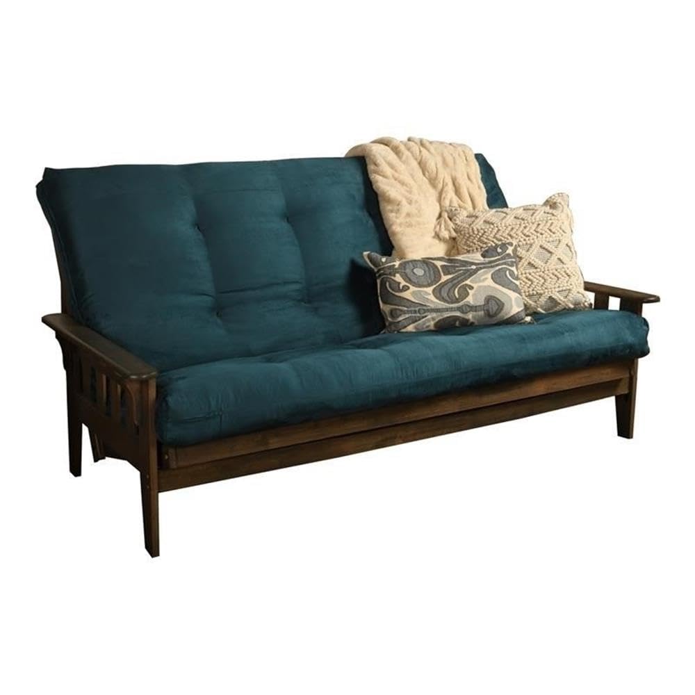 Kodiak Tucson Queen Futon Frame and Mattress Set - Wood Futon with Mattress Included in Fabric Mattress (Gray/Walnut) Kodiak Furniture