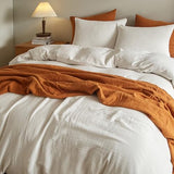 SE SOFTEXLY Muslin Duvet Cover King Size, 100% Washed Cotton Duvet Cover Set, Ultra Soft Comforter Cover Linen Like, 3 Pieces Minimalist Gauze Duvet Cover with 2 Pillowcases, 90"x104", White SE SOFTEXLY