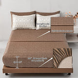 WONGS BEDDING 7 Pieces Brown Comforter Set King Size,Boho Bed in a Bag Geometric Stripe Comforter Reversible Soft Microfiber Bedding Set with Pillowcases & Shams,Flat Sheet,Fitted Sheet WONGS BEDDING