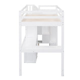 Harper & Bright Designs Twin Size Loft Bed with L-Shaped Desk and Stairs, Solid Wood Loft Bed Frame with Storage Drawers and Bookcase, for Kids Teens Adults - White Harper & Bright Designs