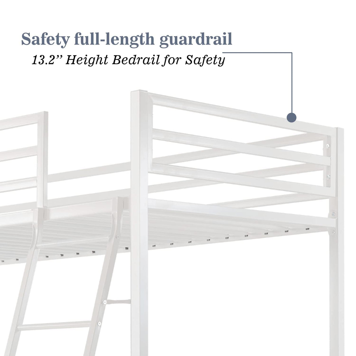 Allewie Metal Bunk Bed Twin Over Twin Size for Junior & Adults with Ladder and Heavy Duty Guardrail, Small Space Saving Design for Bedroom Kid Room and Dorm, White Allewie